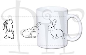 Kubek Wielkanoc - Królik / Zając czarnobiały