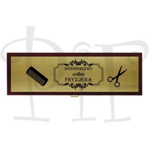 Skrzynka na wino z akcesoriami - Grawer - Fryzjer / Fryzjerka