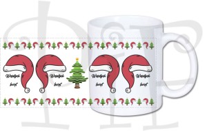 Kubek świąteczny- wzór z czapką Mikołaja