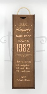 Skrzynka na wino z grawerem na urodziny