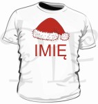 Koszulka dziecięca z czapką Mikołaja i imieniem, święta Boże Narodzenie