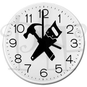 Zegar szklany 20cm z grafiką Stolarz