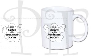 Kubek ze śmiesznym napisem: Nie chrapię tylko odganiam duchy