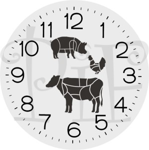 Zegar szklany 20cm z grafiką Rzeźnik