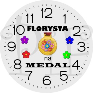 Zegar szklany 20cm z grafiką Florysty