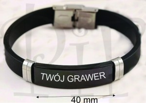 Bransoletka silikonowa z Twoim grawerem - czarna