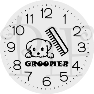 Zegar szklany 20cm z grafiką Groomer