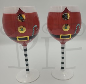 Szklane kieliszki do wina Św. Mikołaj - zestaw 2 sztuk