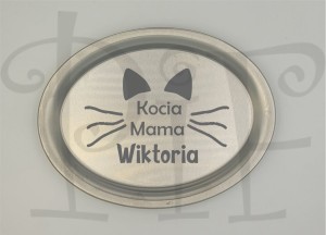 Taca metalowa z grawerem Kocia Mama + imię