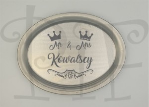 Taca metalowa z grawerem Rocznica ślubu- Mr i Mrs