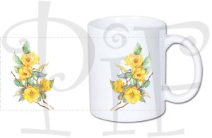 Kubek kwiaty żółte