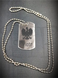 Nieśmiertelnik z łańcuszkiem z grawerem